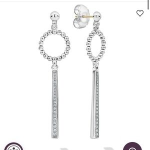 LAGOS Caviar Spark Diamond Linear with Caviar circle top drop earring